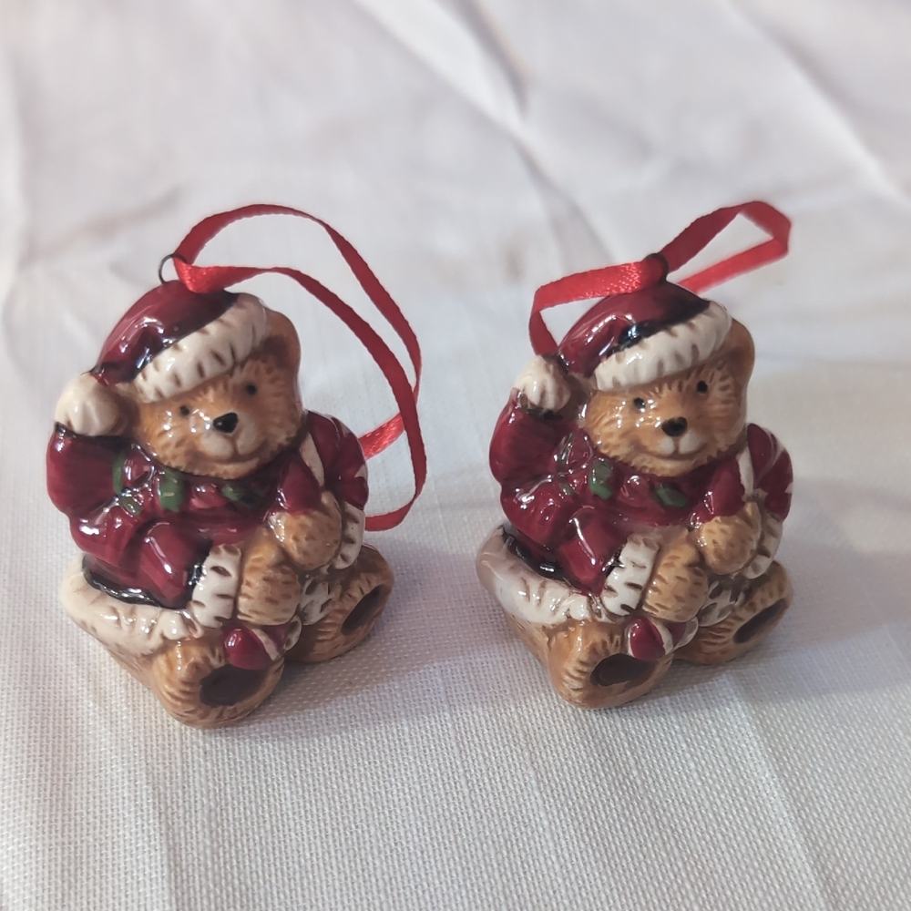 4/$20 Vintage Festive Christmas Bear Ornaments *BINK